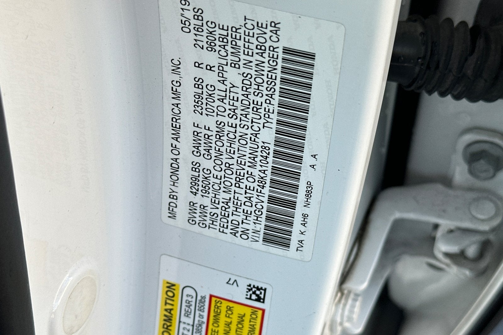 2019 Honda Accord Sedan EX 1.5T