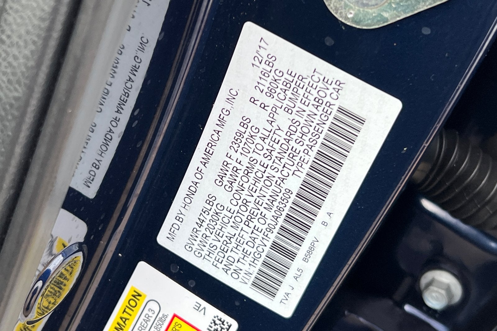 2018 Honda Accord Sedan Touring 1.5T