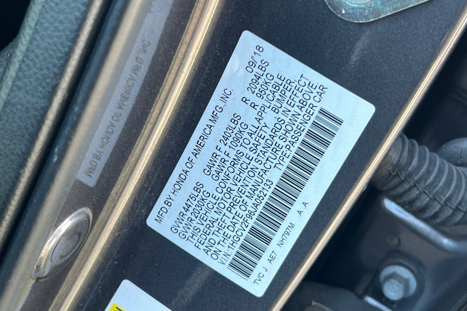 2018 Honda Accord Sedan Touring 2.0T