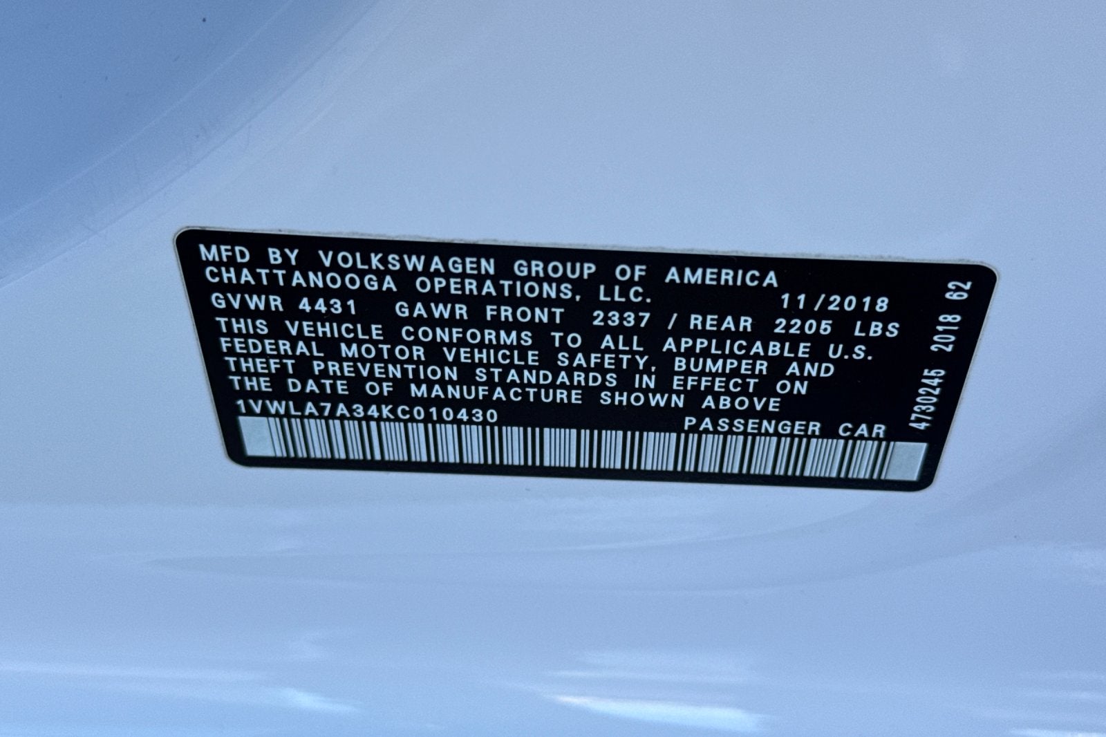 2019 Volkswagen Passat 2.0T Wolfsburg Edition