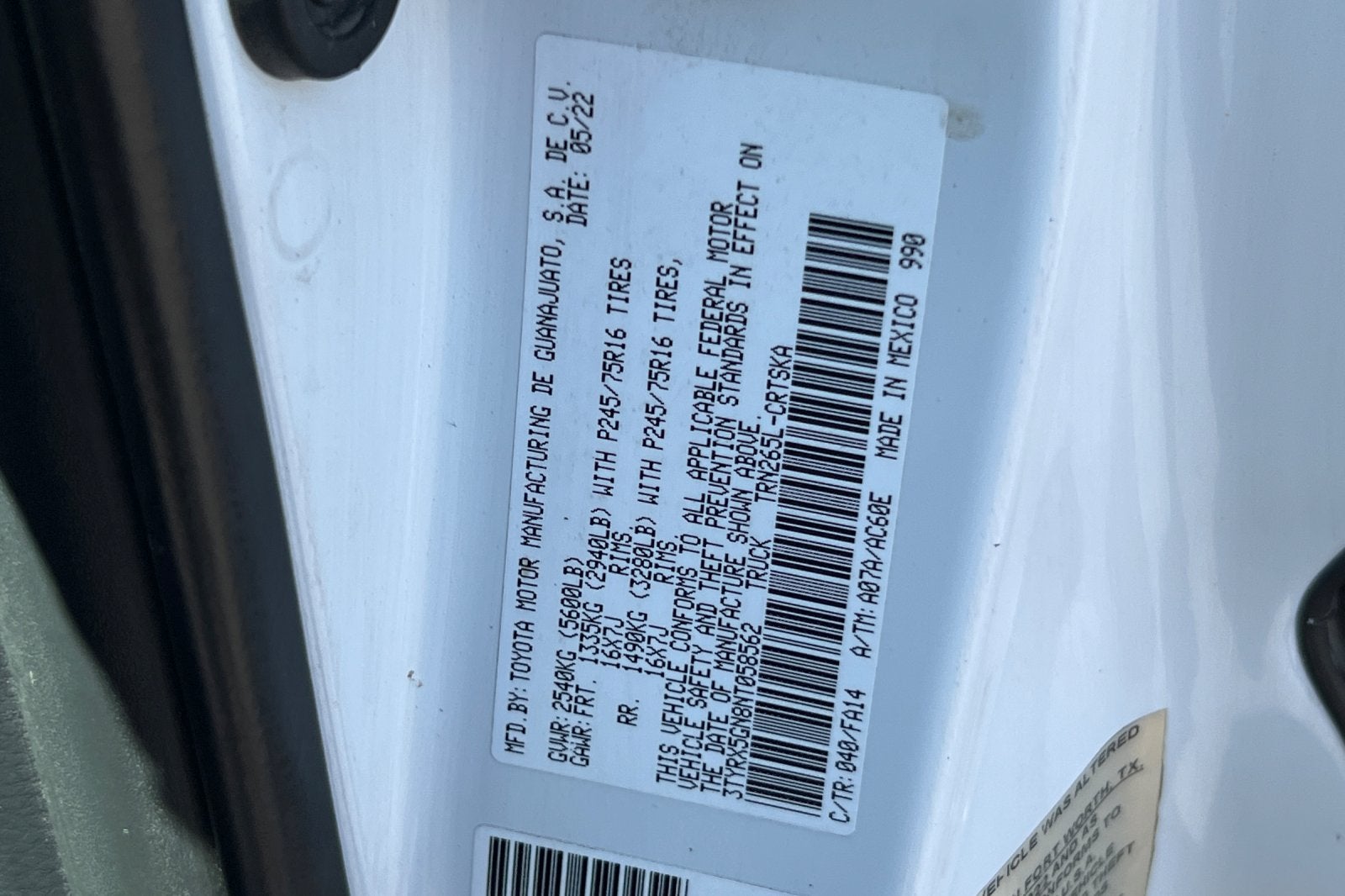 2022 Toyota Tacoma SR