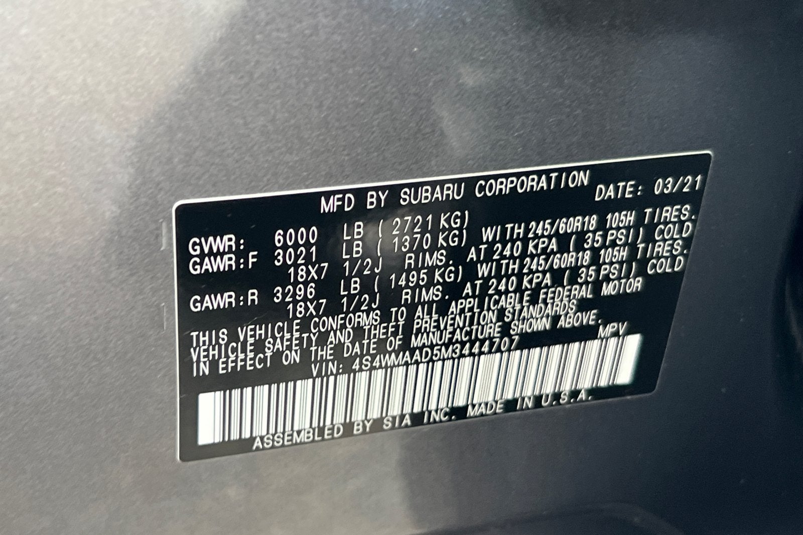 2021 Subaru Ascent Base