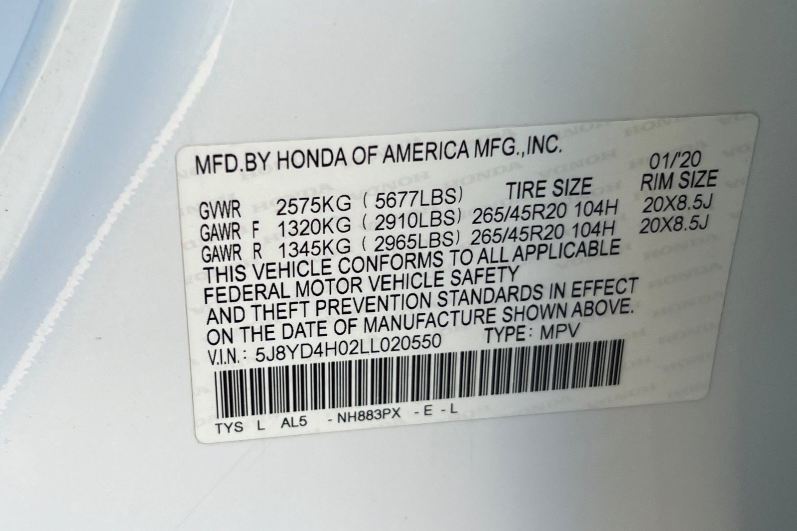 2020 Acura MDX w/Technology/A-Spec Pkg