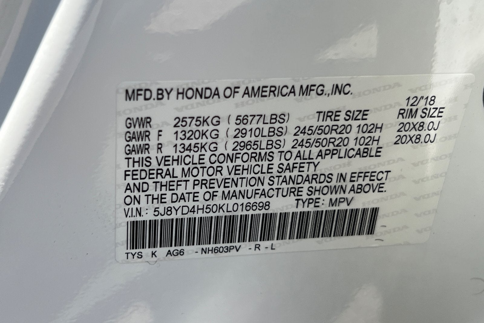 2019 Acura MDX w/Technology Pkg