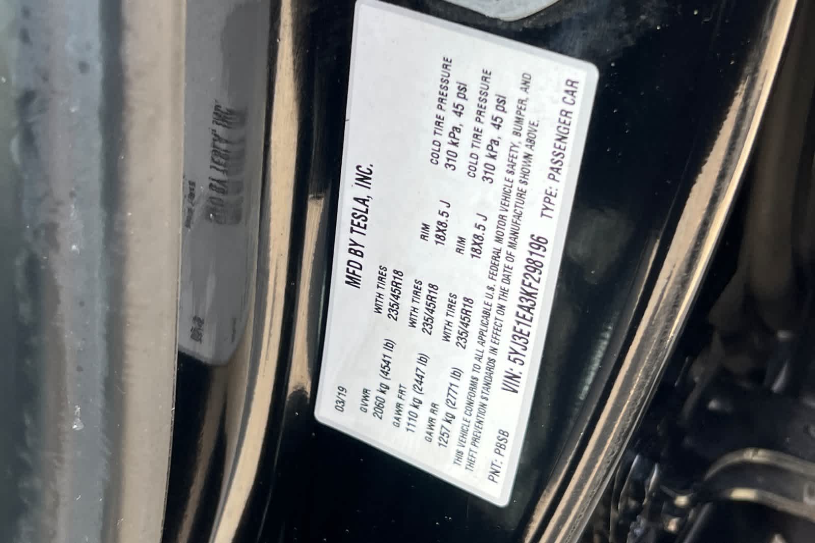 2019 Tesla Model 3 Standard Range