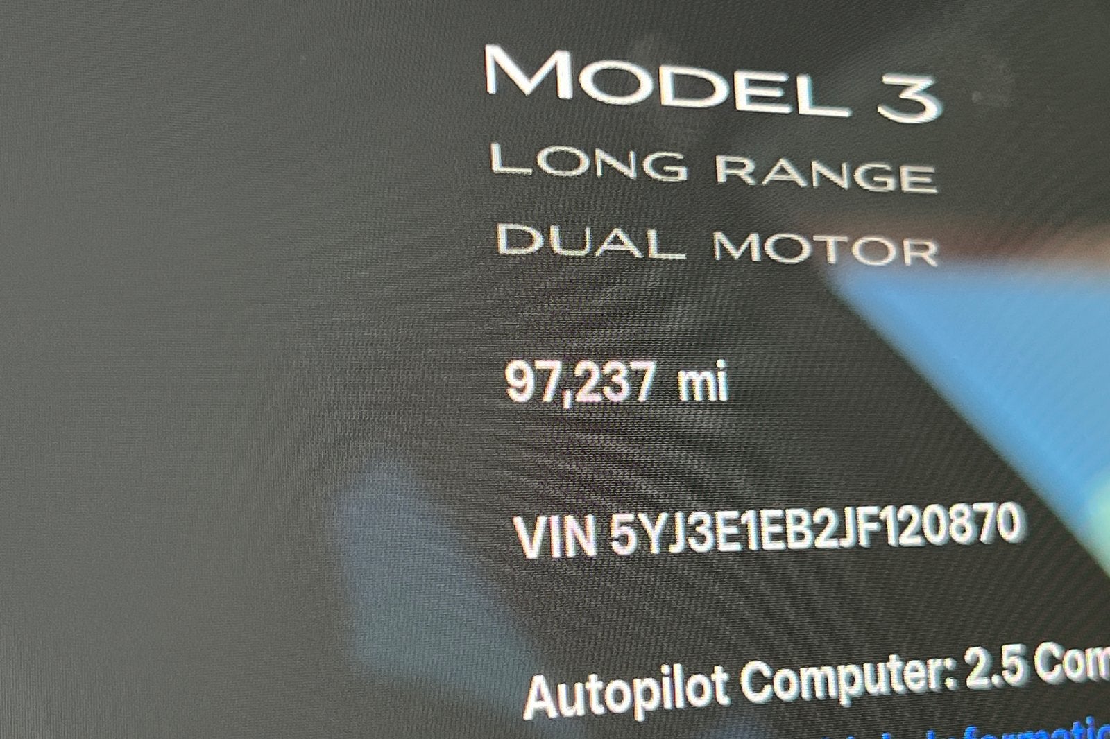2018 Tesla Model 3 Long Range Battery