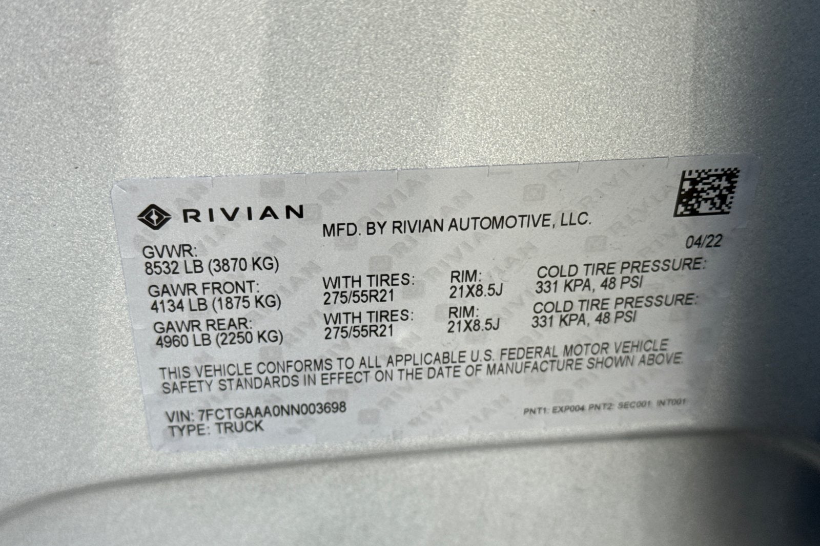 2022 Rivian R1T Adventure Package