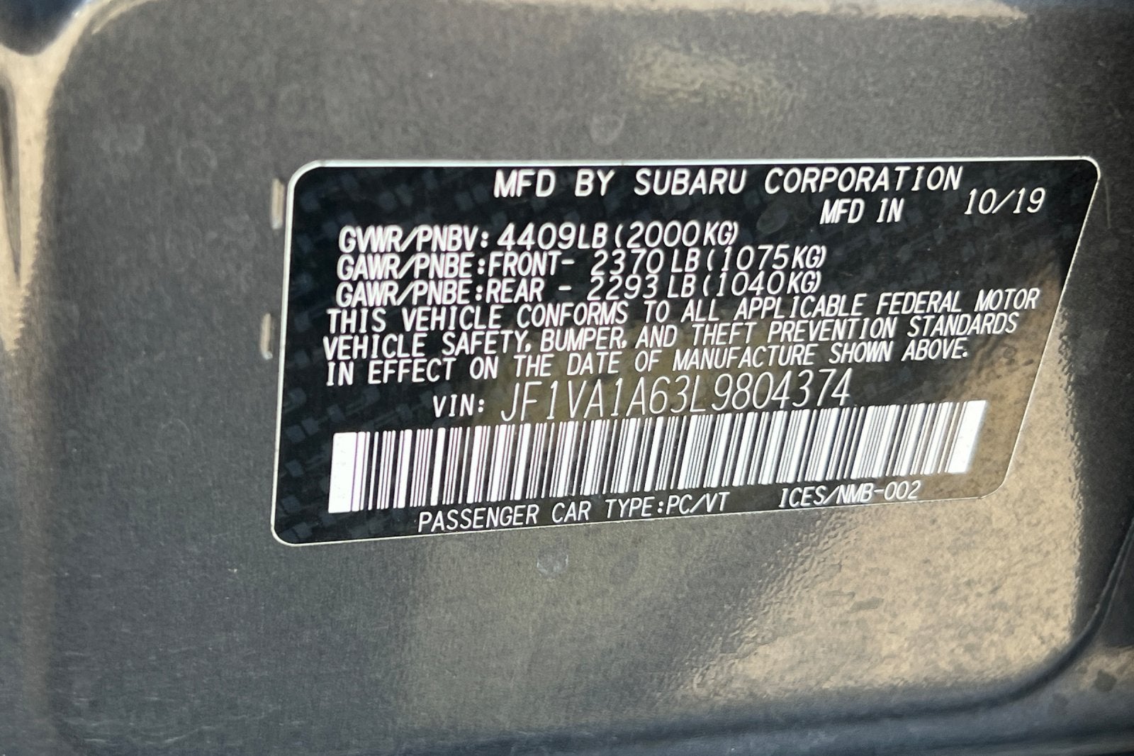 2020 Subaru WRX Base