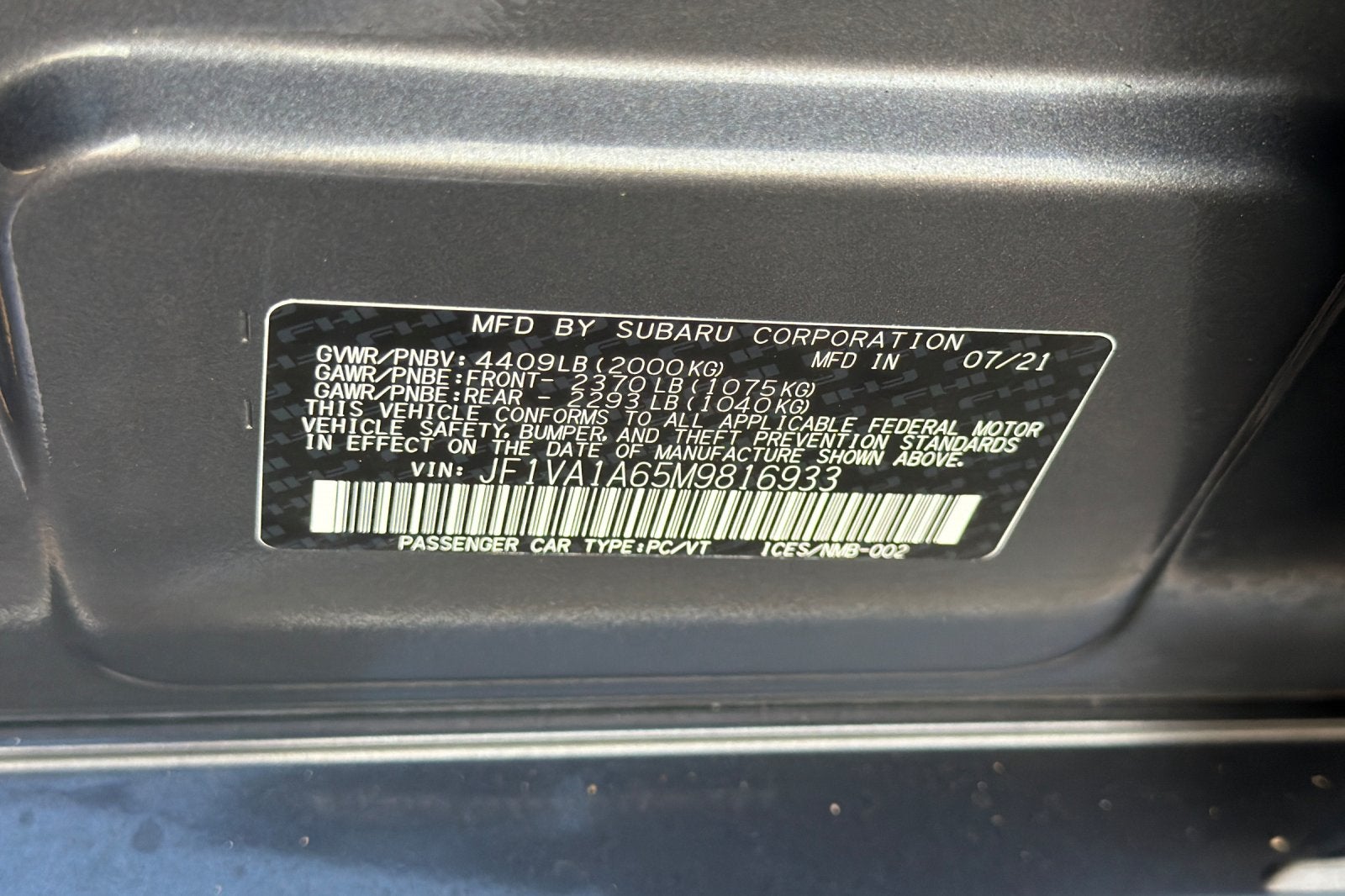 2021 Subaru WRX Base