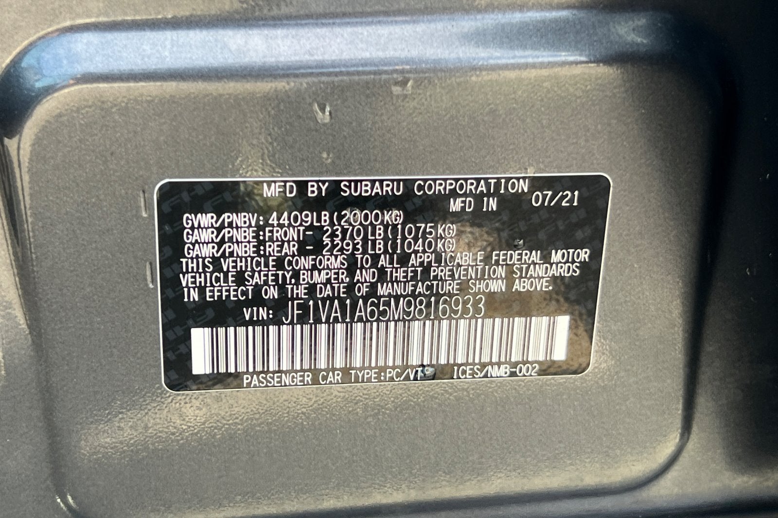 2021 Subaru WRX Base