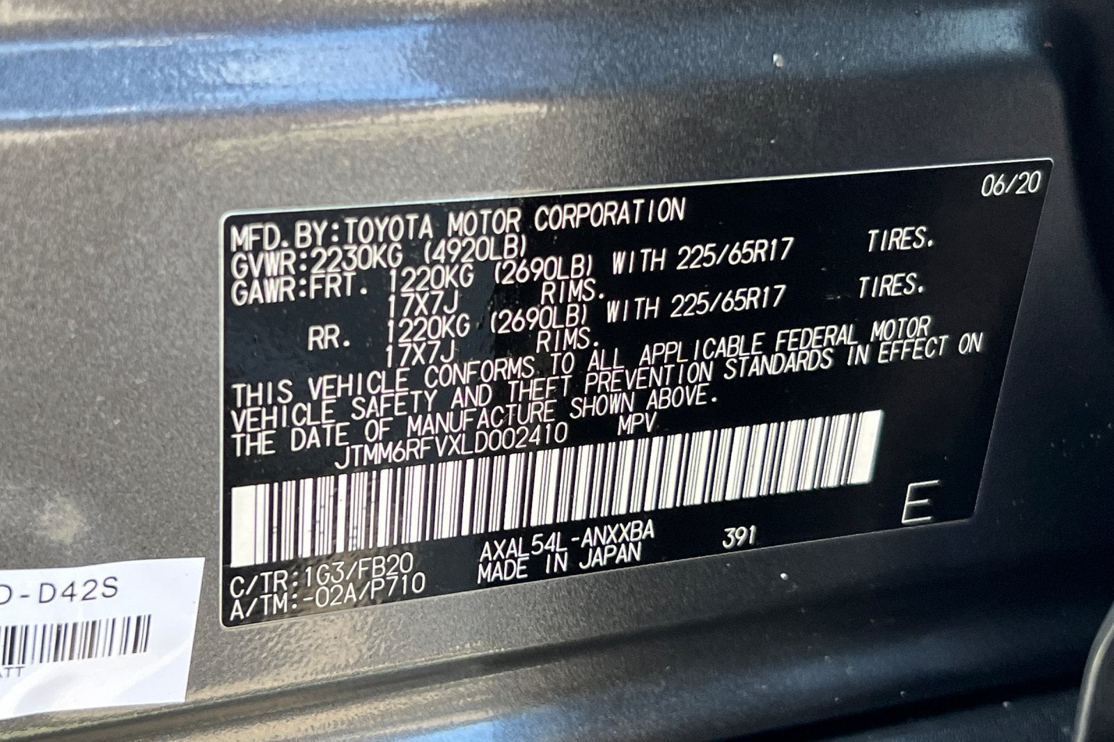 2020 Toyota RAV4 Hybrid LE
