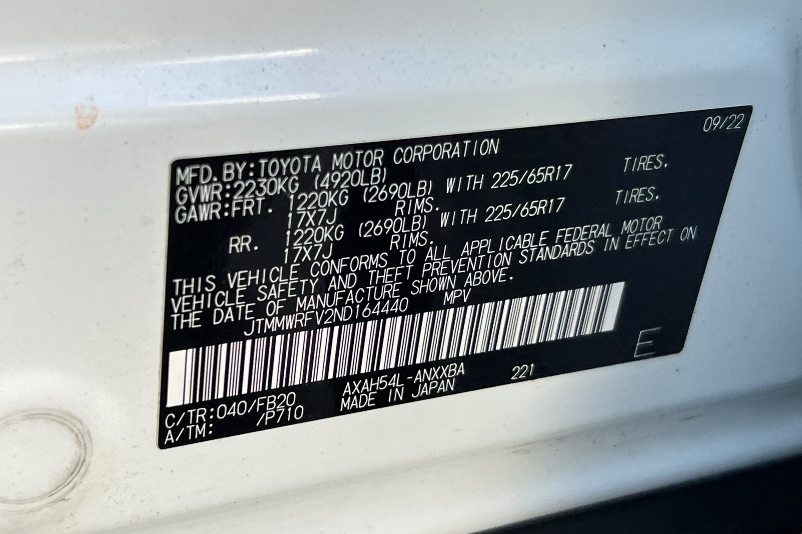 2022 Toyota RAV4 Hybrid LE