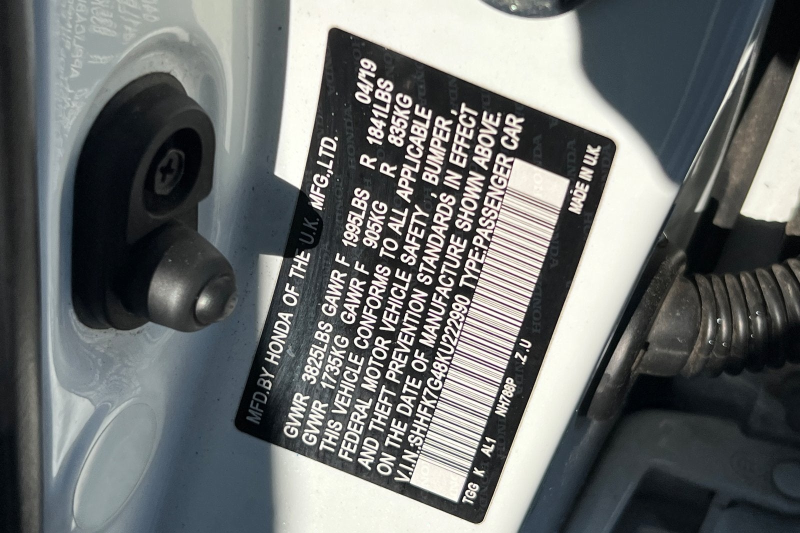 2019 Honda Civic Hatchback Sport