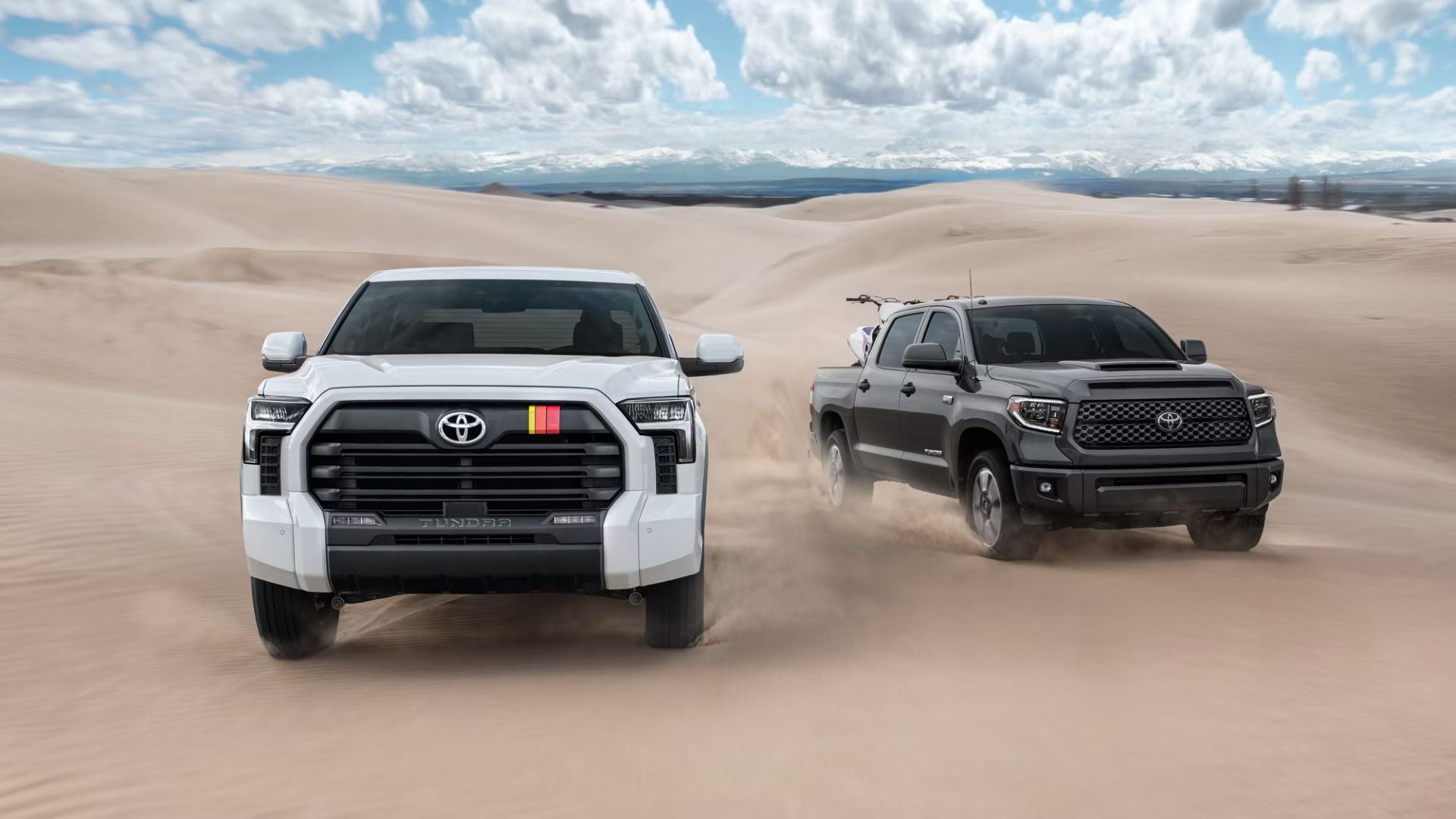 2 Toyota Tundra in desert
